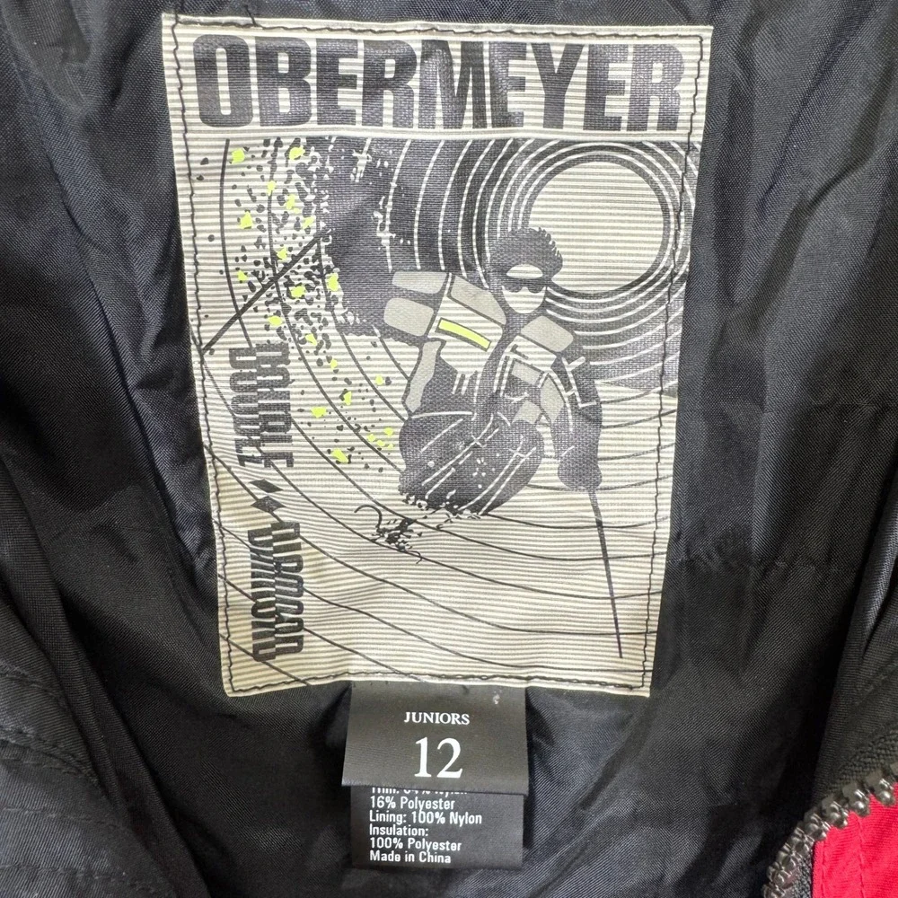 Obermeyer Vertigo Ski Jacket Juniors 12 Red Black Retro Insulated Winter Coat